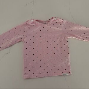 Noppies Pink Long Sleeve Shirt with Black Heart Pattern